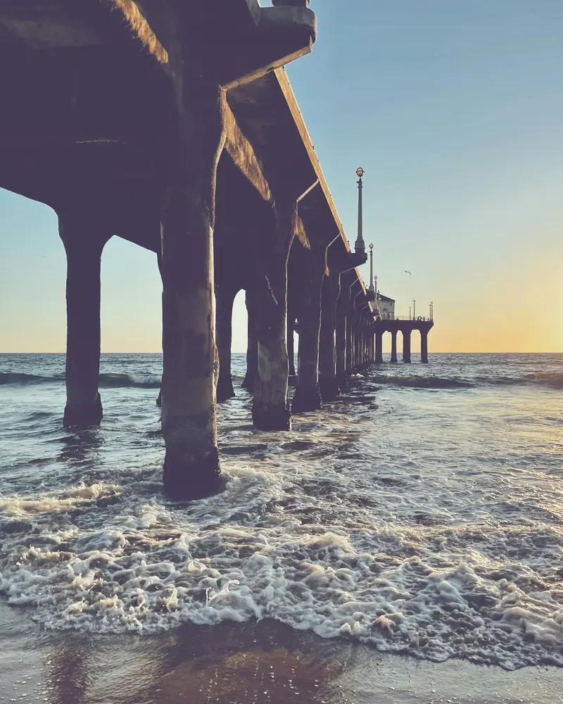 Beach town pier and coastline in the South Bay